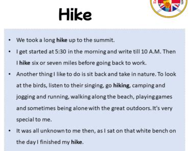 assigning of a post word hike|HIKE in a sentence .